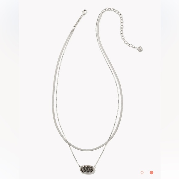 NWT Kendra Scott Elisa Herringbone Silver Multi Strand Necklace in Platinum - Picture 2 of 2